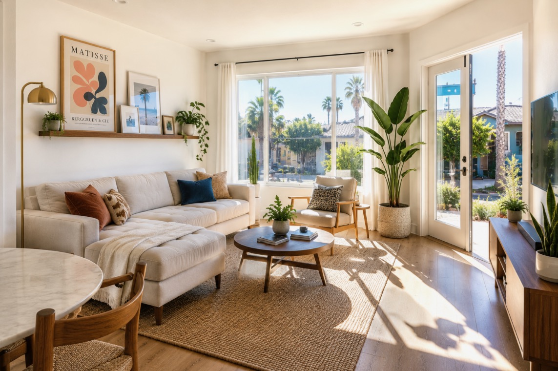Bright well-furnished living room